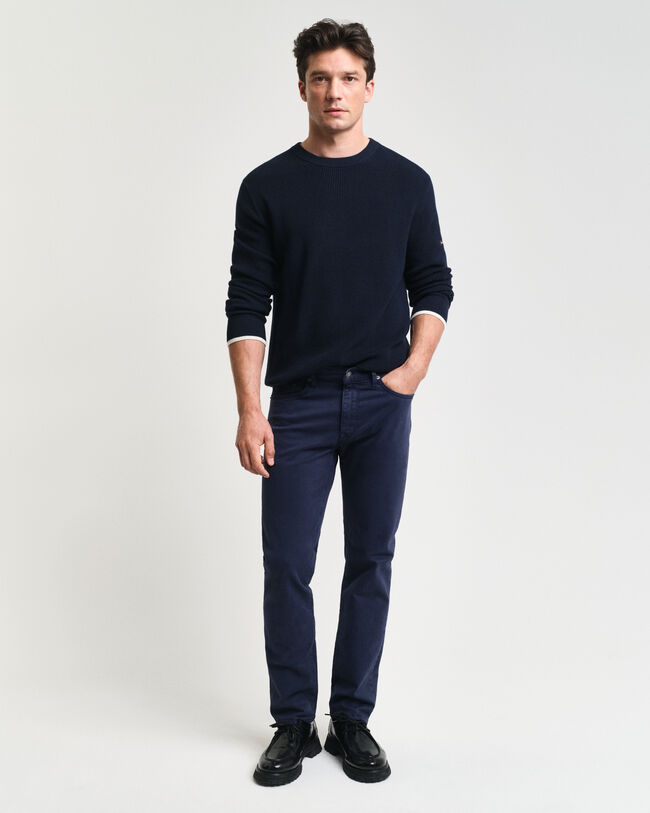 Gerippter Rundhalspullover aus Baumwolle