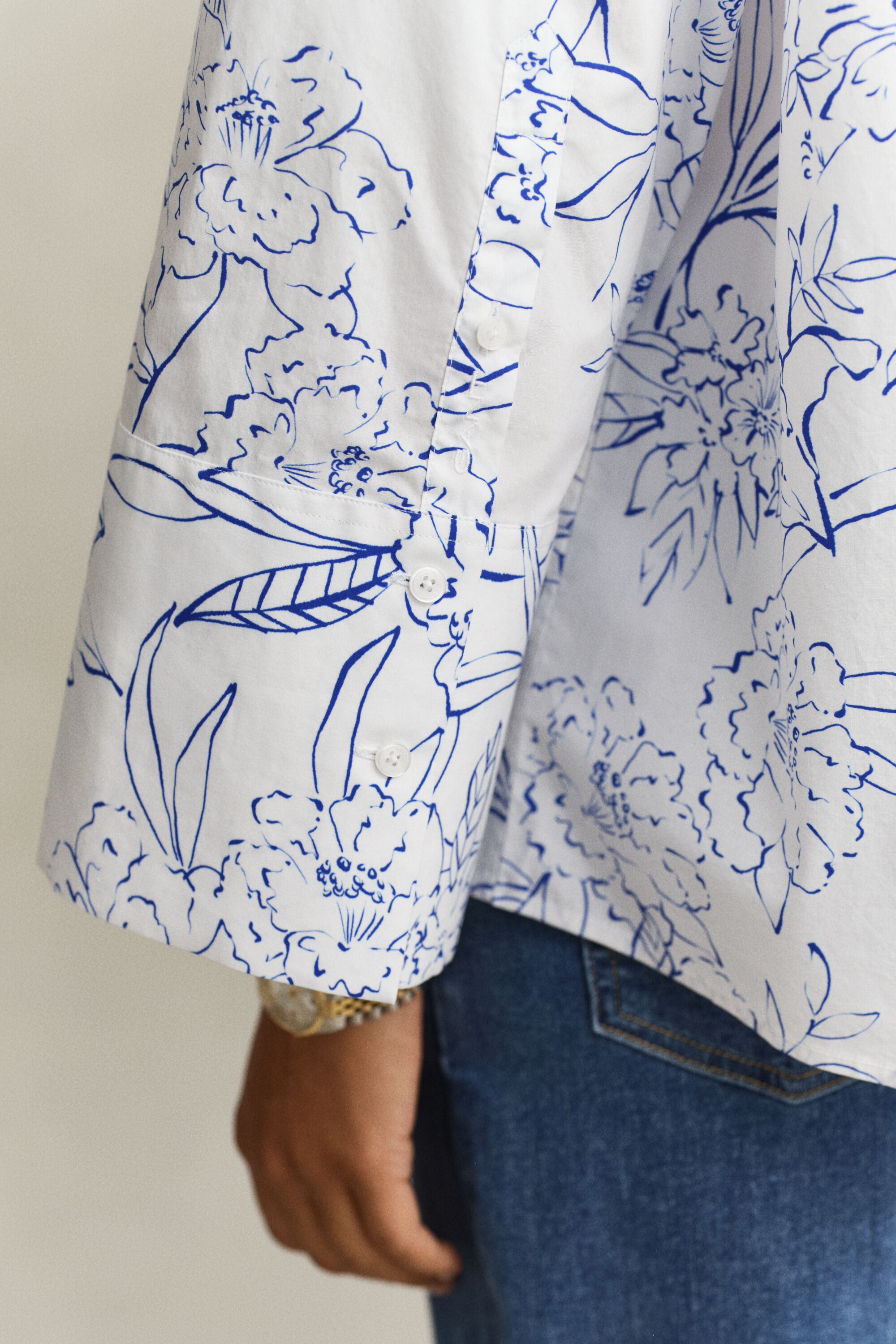 Camicia in popeline con stampa floreale