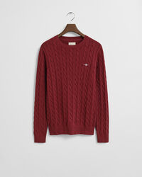 Zopfstrick Rundhalspullover aus Baumwolle