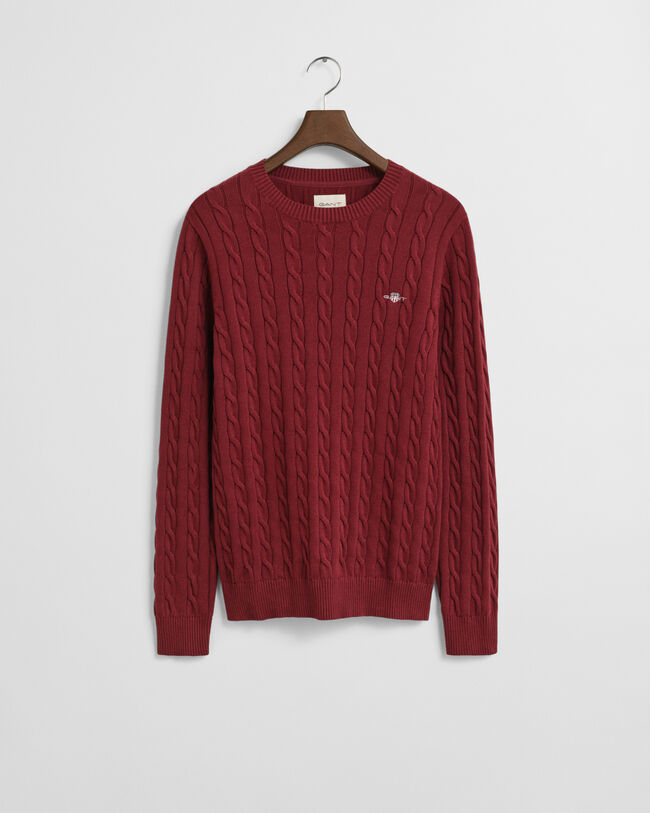 Zopfstrick Rundhalspullover aus Baumwolle