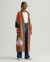 Longstrickjacke mit Argyle-Muster