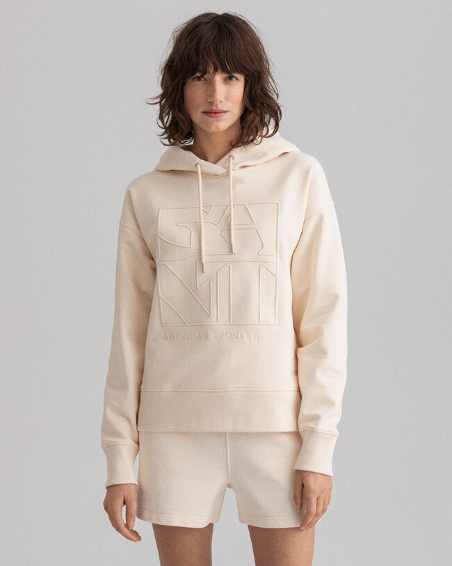 Tonal Quadrat Hoodie mit Stickerei