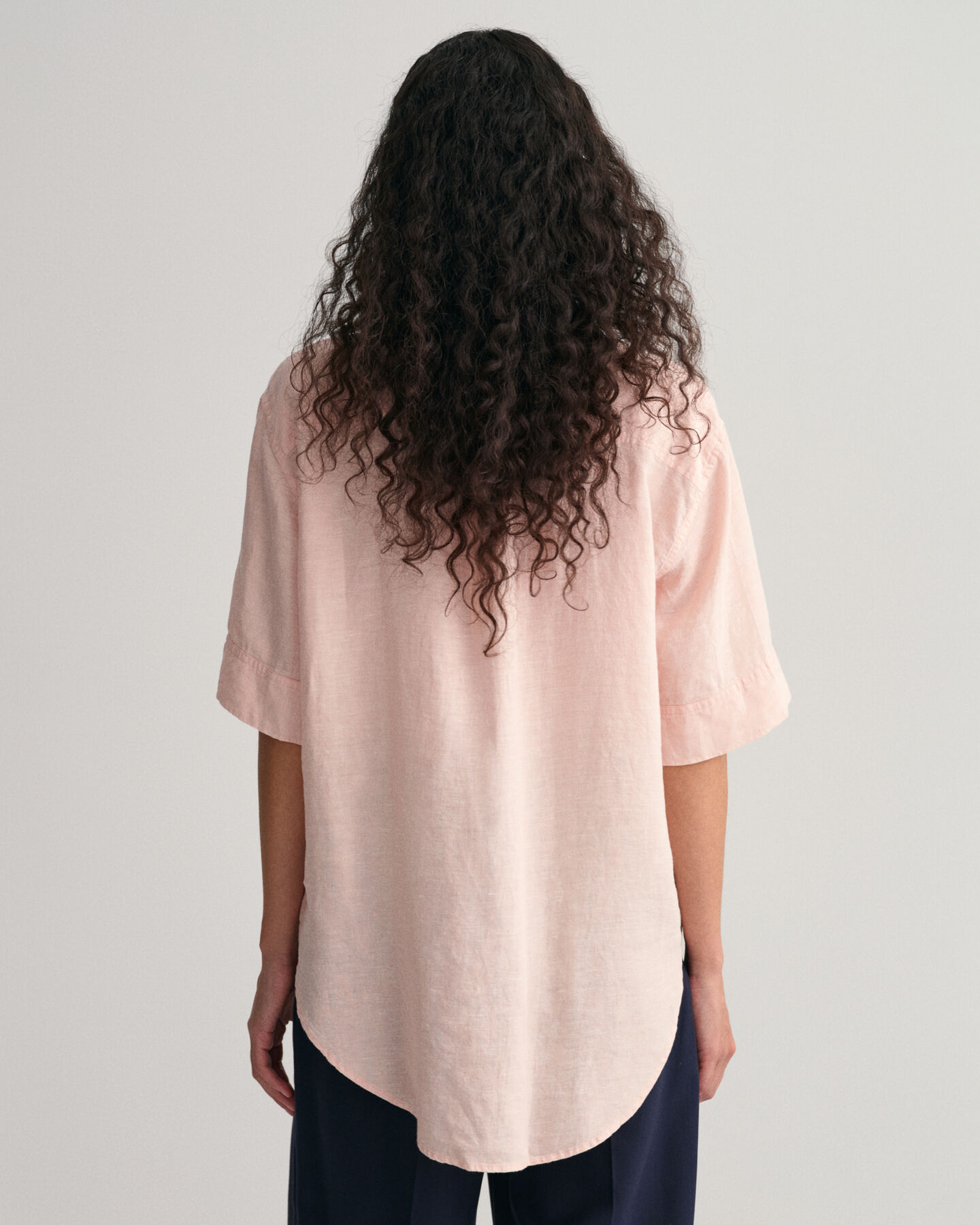 Regular Fit Leinen Chambray Bluse mit halblangem Arm