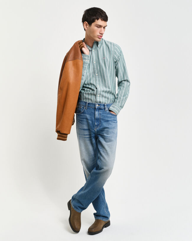 Slim Fit Stretch Oxford-Hemd mit Streifen