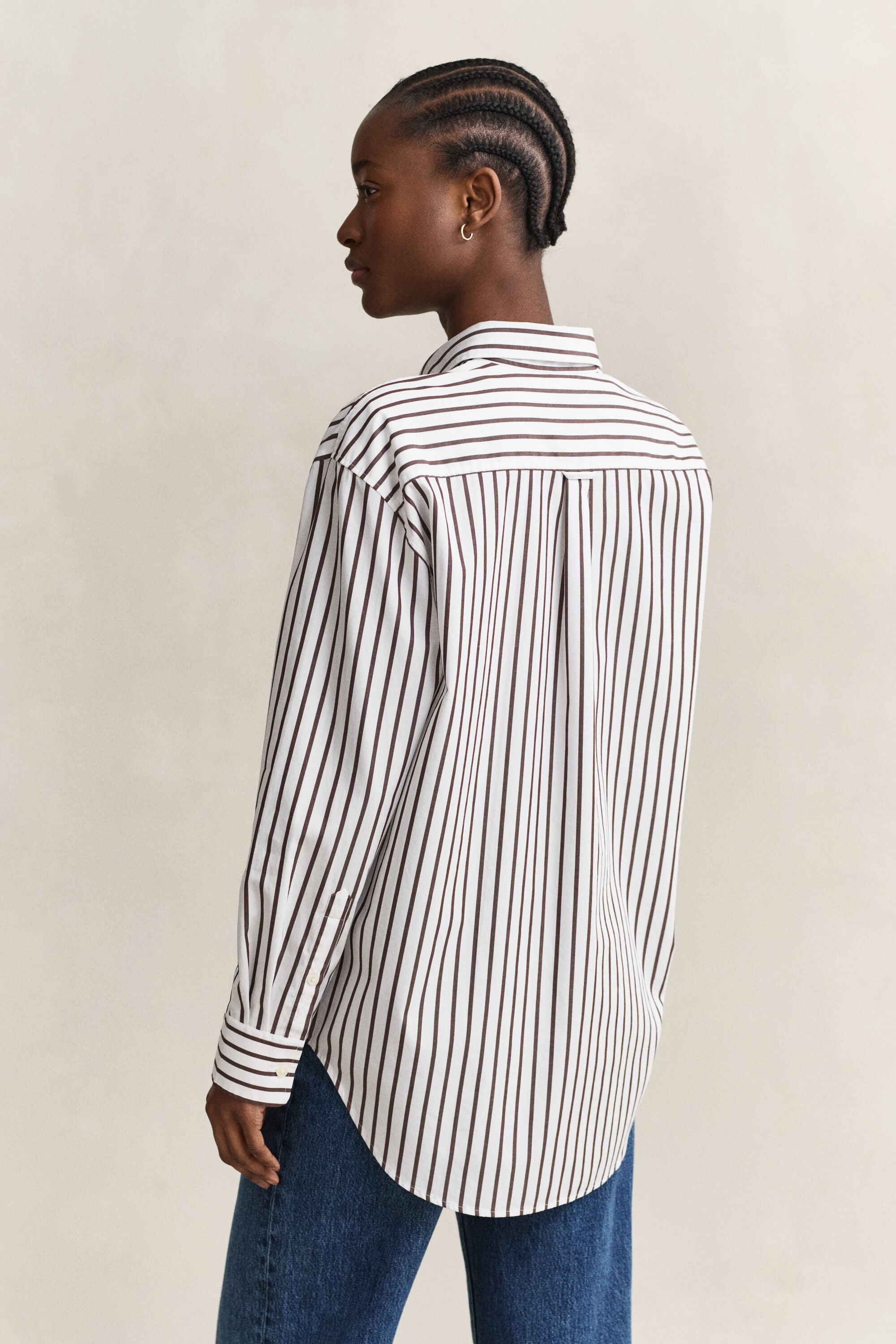 Chemise classique coupe décontractée en popeline à rayures