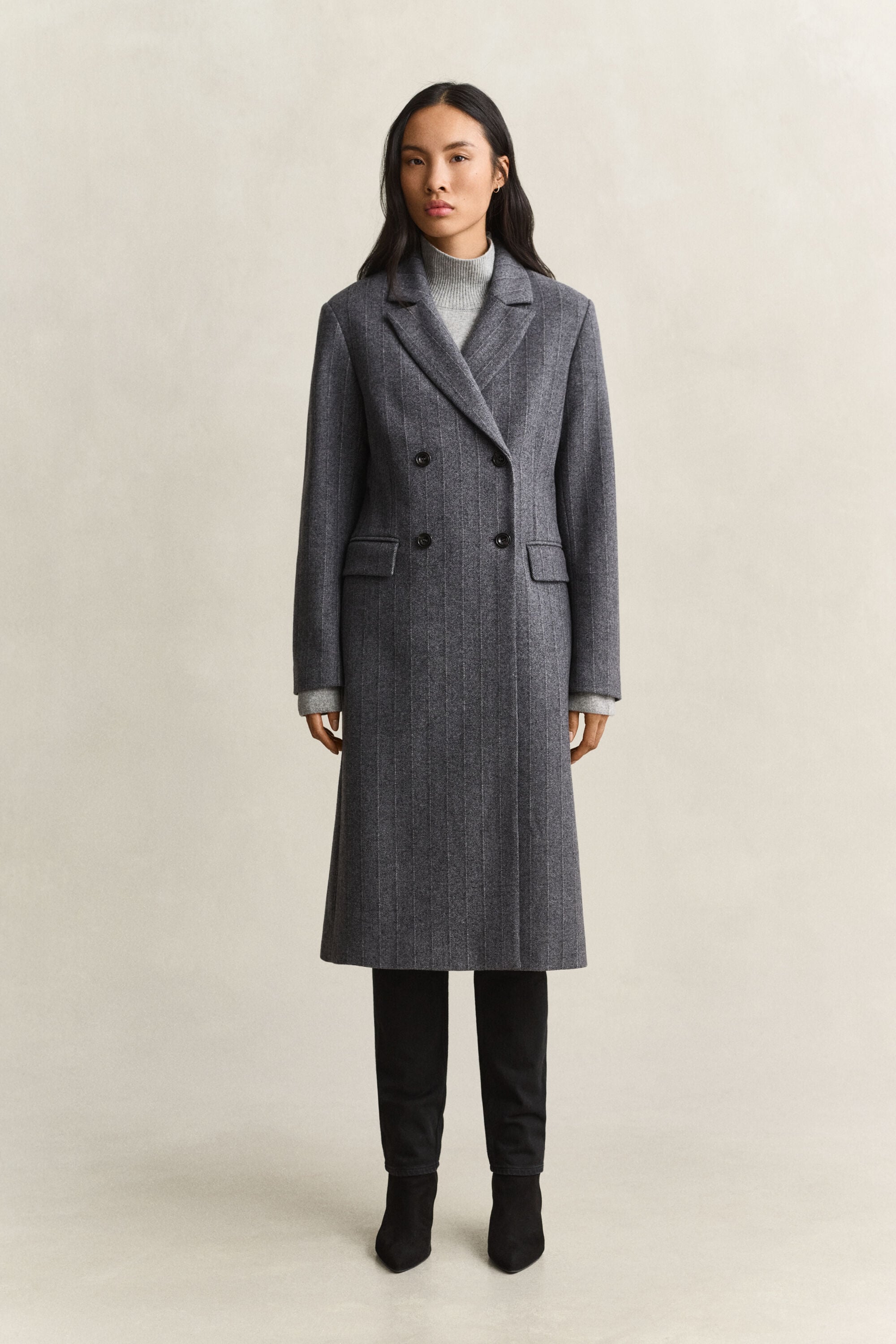 Cappotto misto lana a righe
