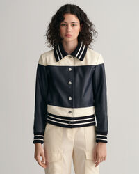 Lederjacke im Blockfarbendesign