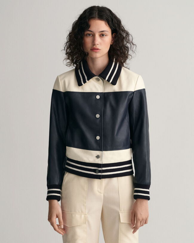 Lederjacke im Blockfarbendesign