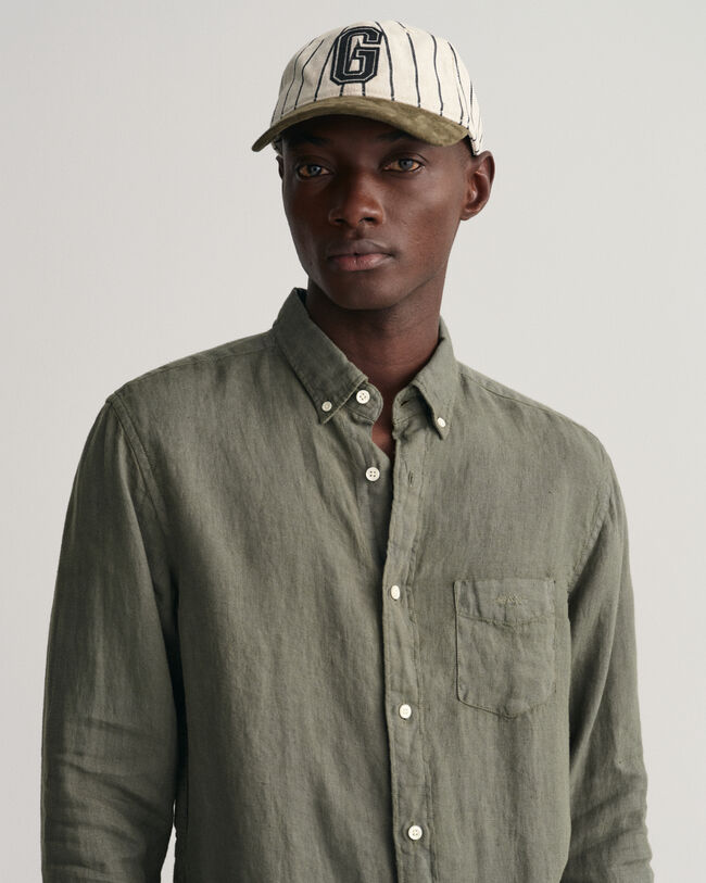 St&uuml;ckgef&auml;rbtes Regular Fit Leinen Hemd