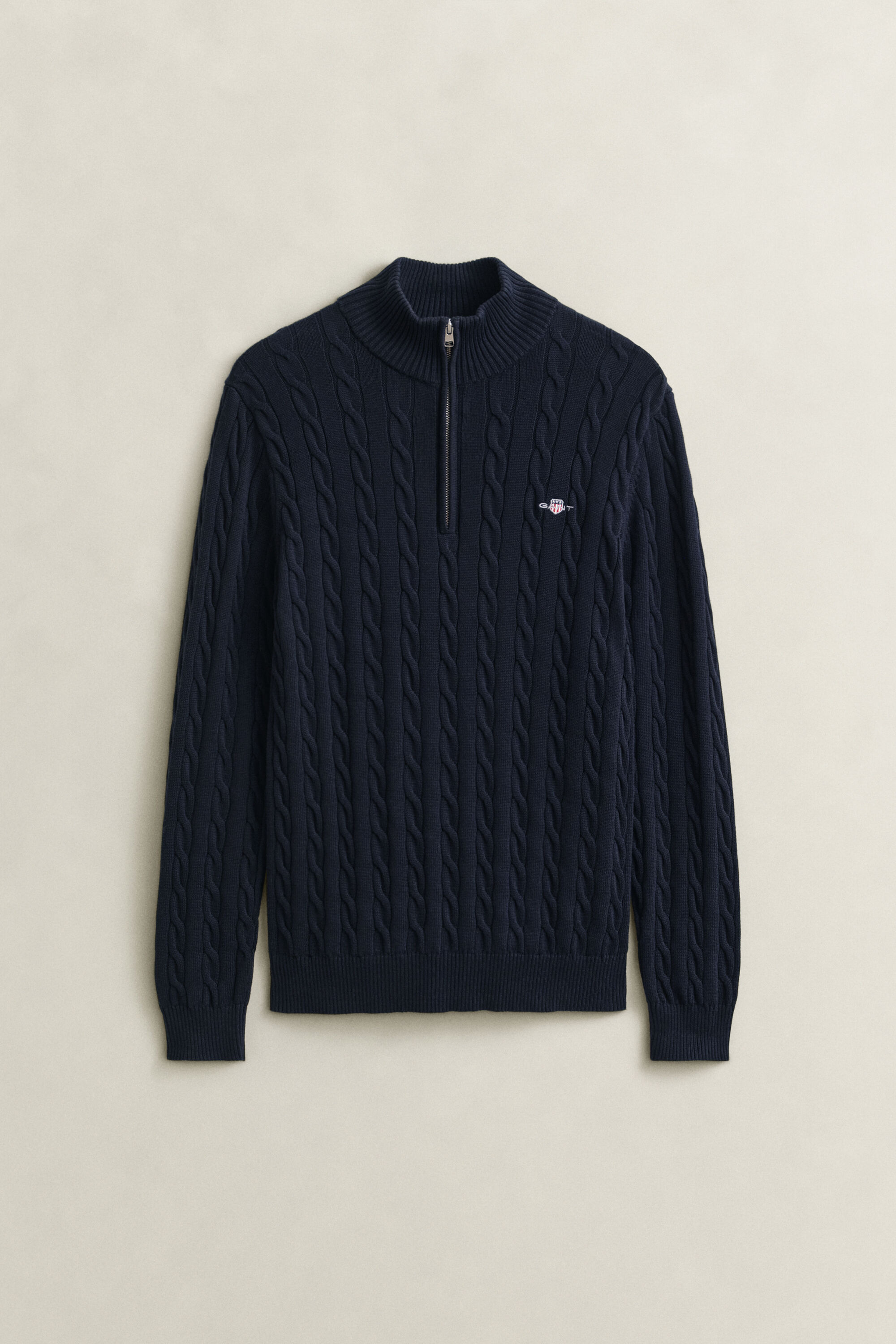 Cotton Cable Knit Half-Zip Sweater