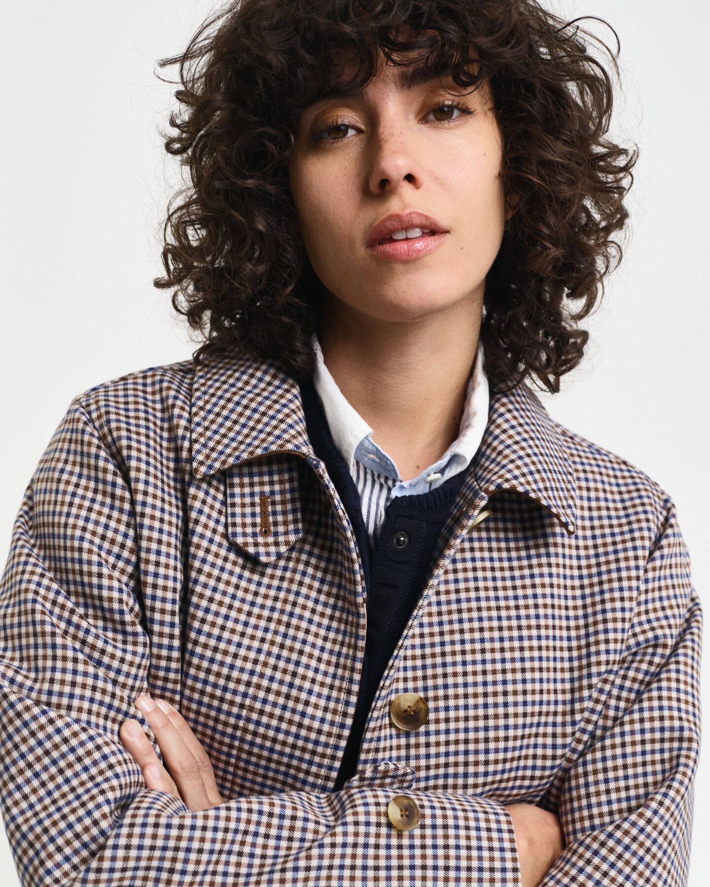 Kurzmantel mit kleinem Karomuster