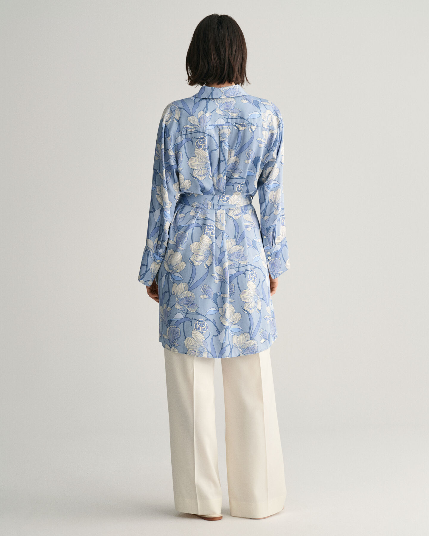Magnolia Print Hemdblusenkleid