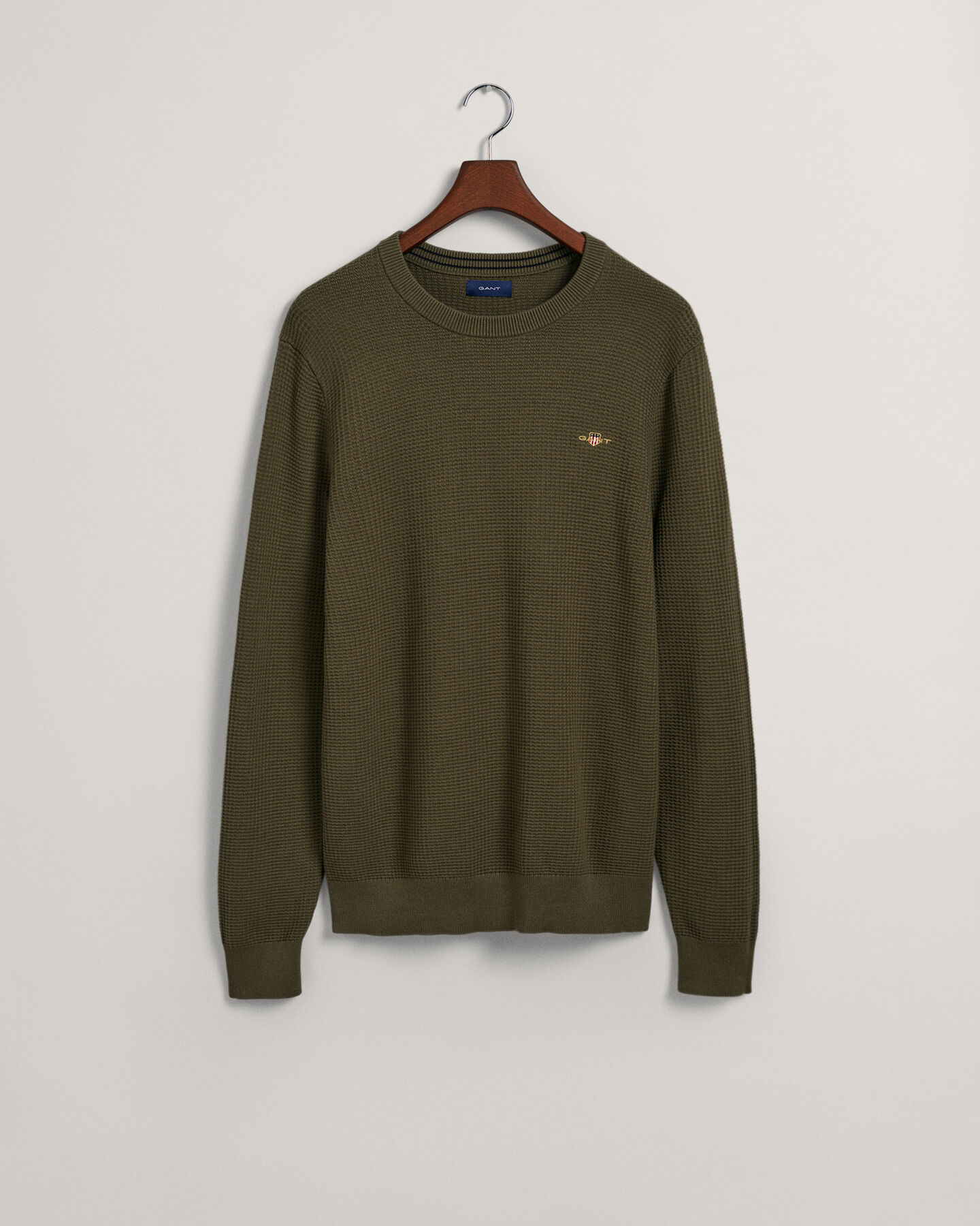 Textured Baumwoll Rundhalspullover