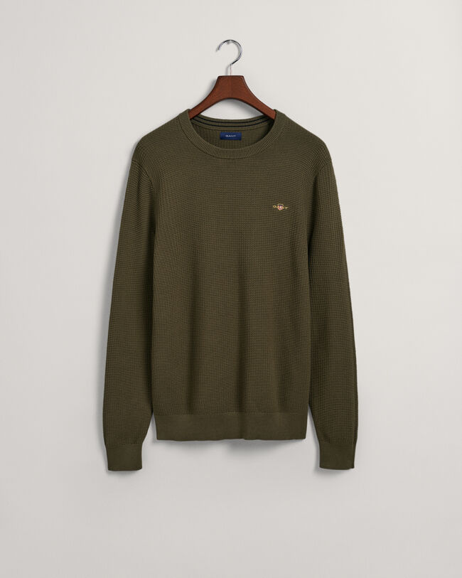 Textured Baumwoll Rundhalspullover