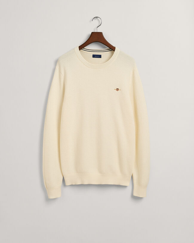 Textured Baumwoll Rundhalspullover