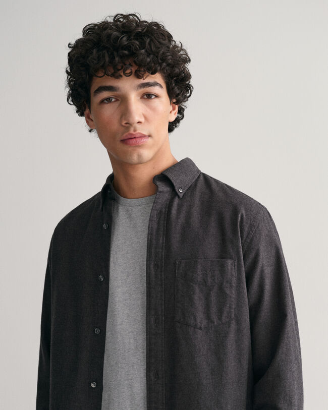 Regular Fit Melange Flanellhemd