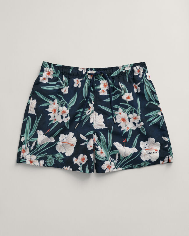 Badeshorts mit Oleander-Print