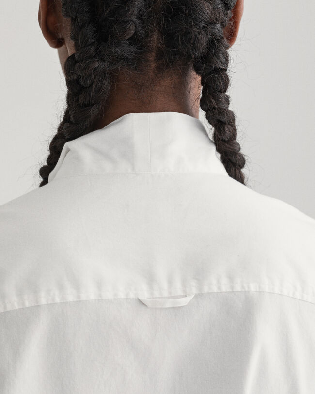 Oxford-Bluse mit Schluppe und Puffärmeln