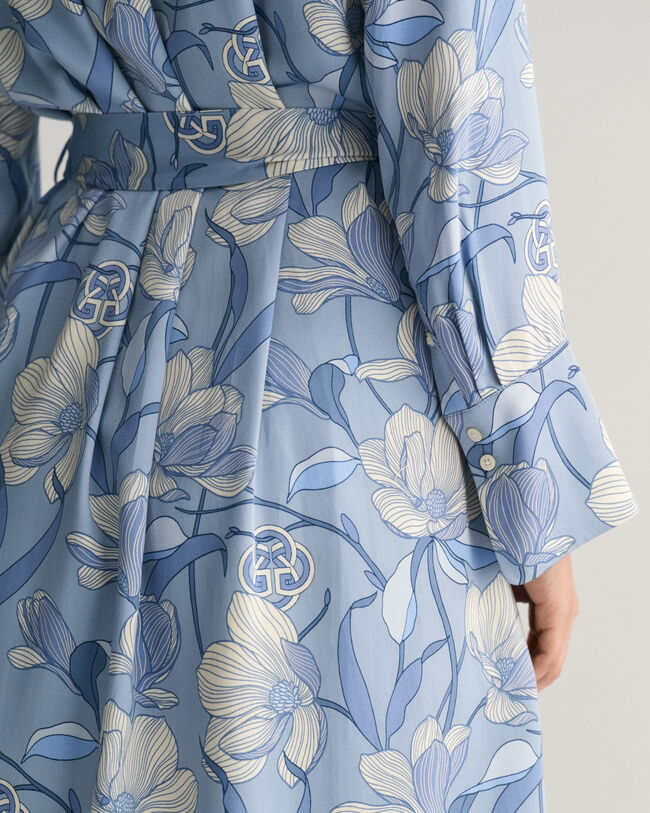 Magnolia Print Hemdblusenkleid