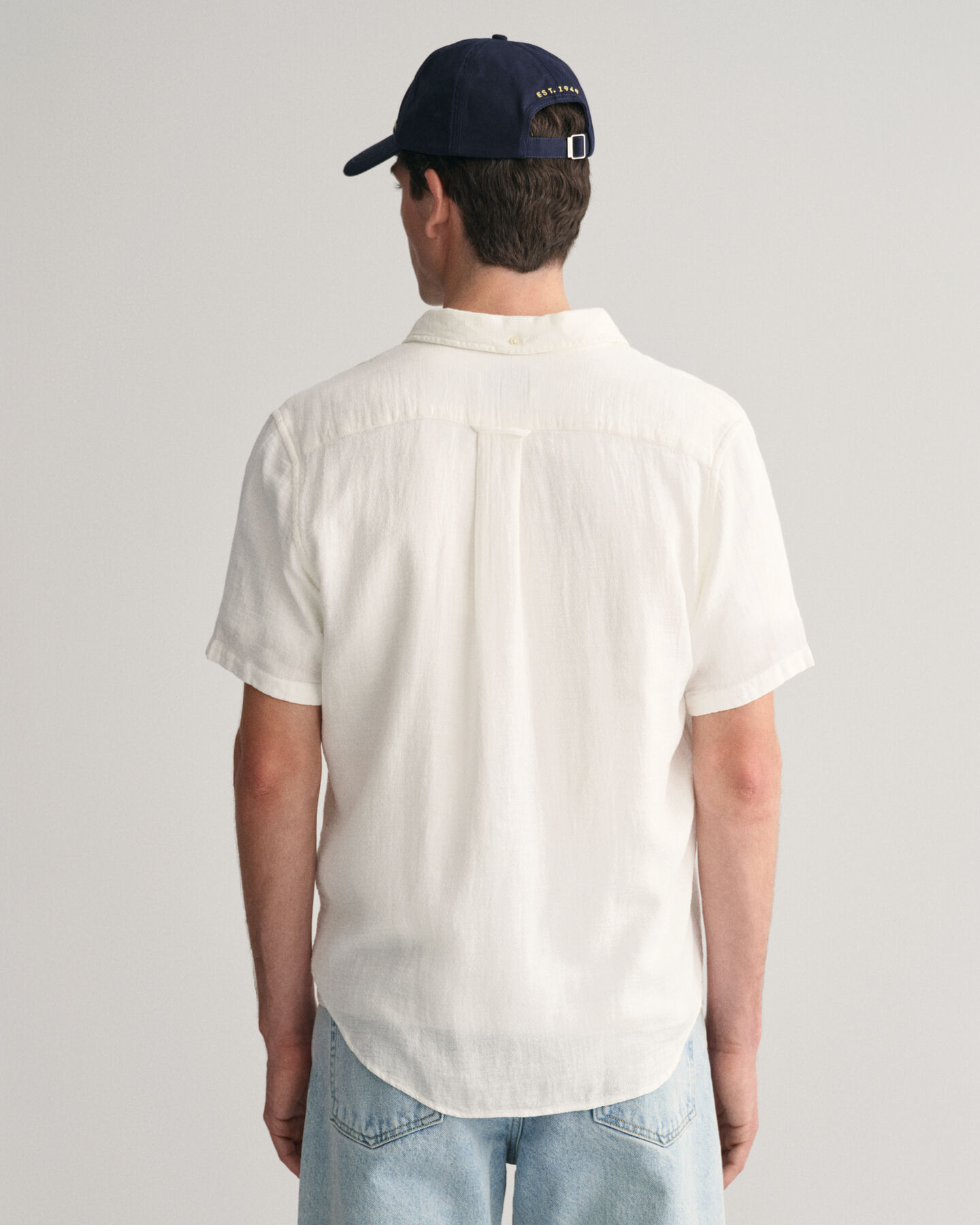 Regular Fit Baumwoll Leinen Kurzarmhemd mit Struktur