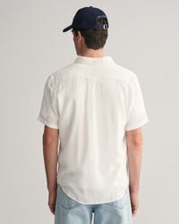 Regular Fit Baumwoll Leinen Kurzarmhemd mit Struktur