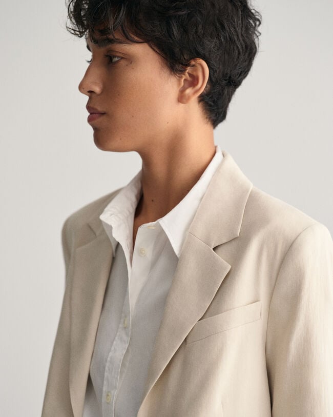 Regular Fit Stretch Leinen Blazer