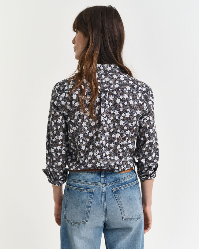 Regular Fit Baumwoll Voile Bluse mit Blumen-Print