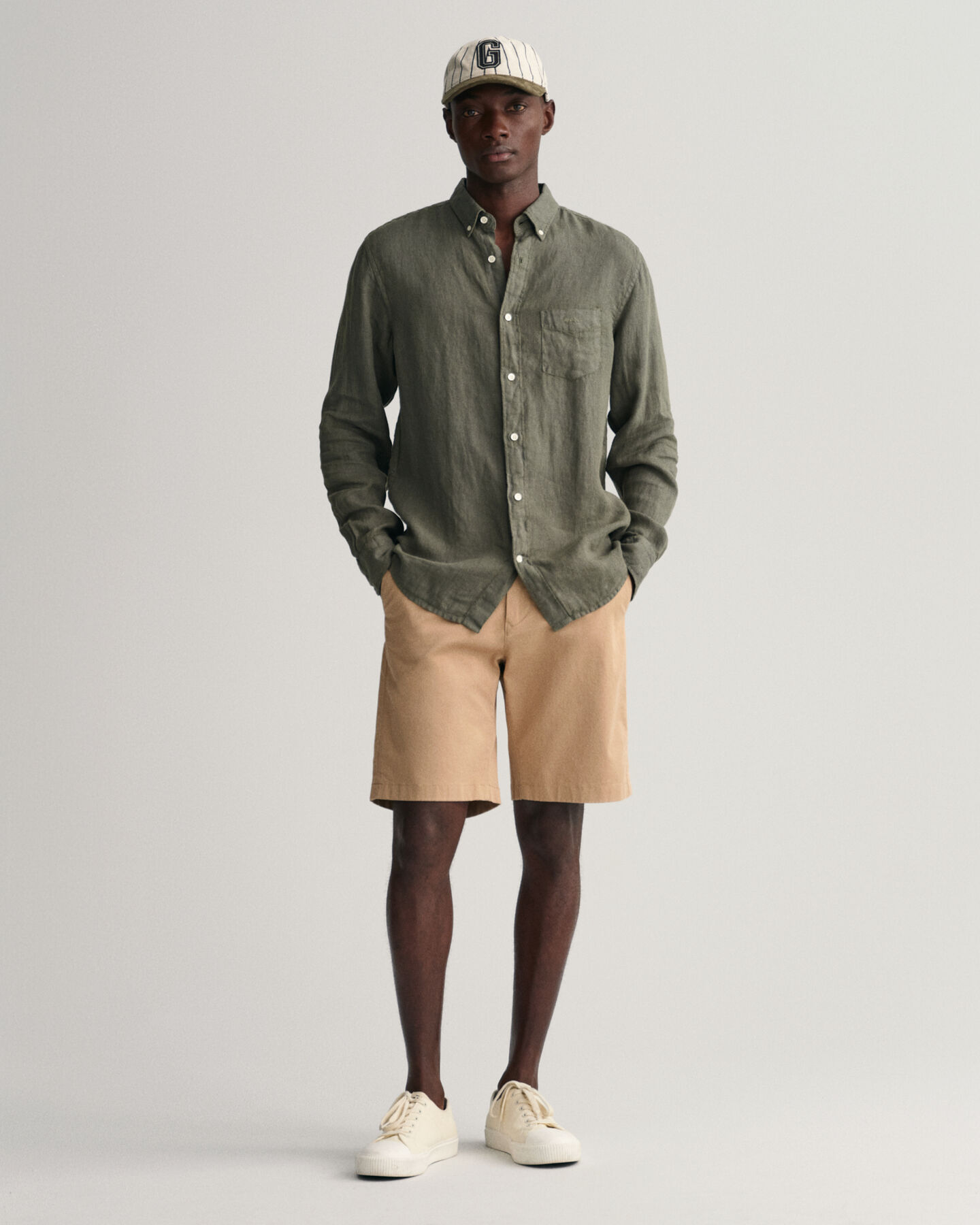 St&uuml;ckgef&auml;rbtes Regular Fit Leinen Hemd