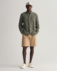 St&uuml;ckgef&auml;rbtes Regular Fit Leinen Hemd