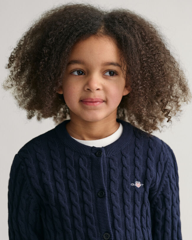 Girls Shield Strickjacke mit Zopfmuster aus Baumwolle