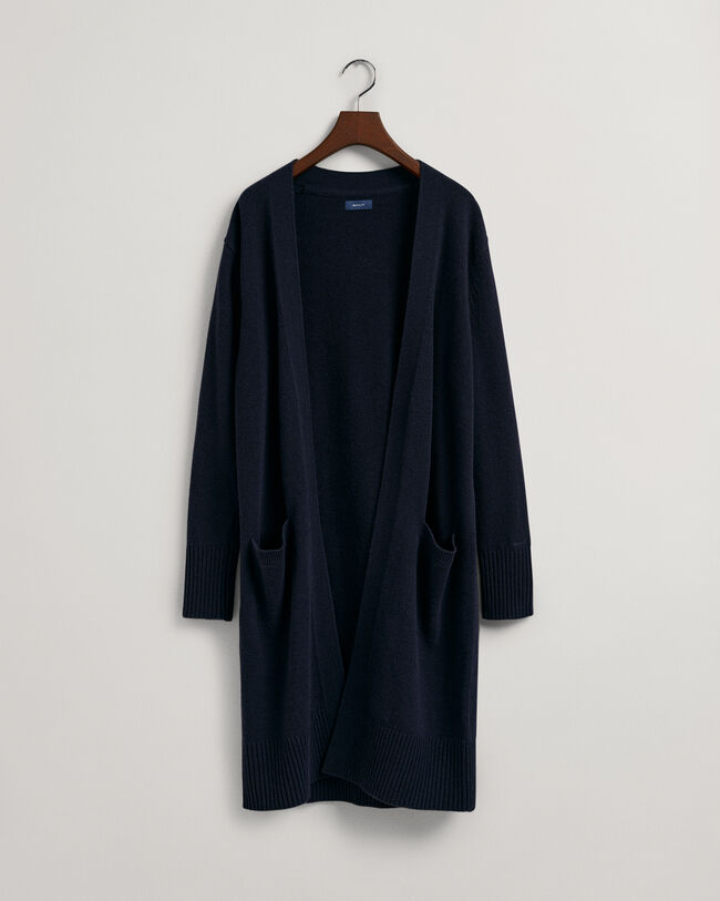 Lange Wollstrickjacke