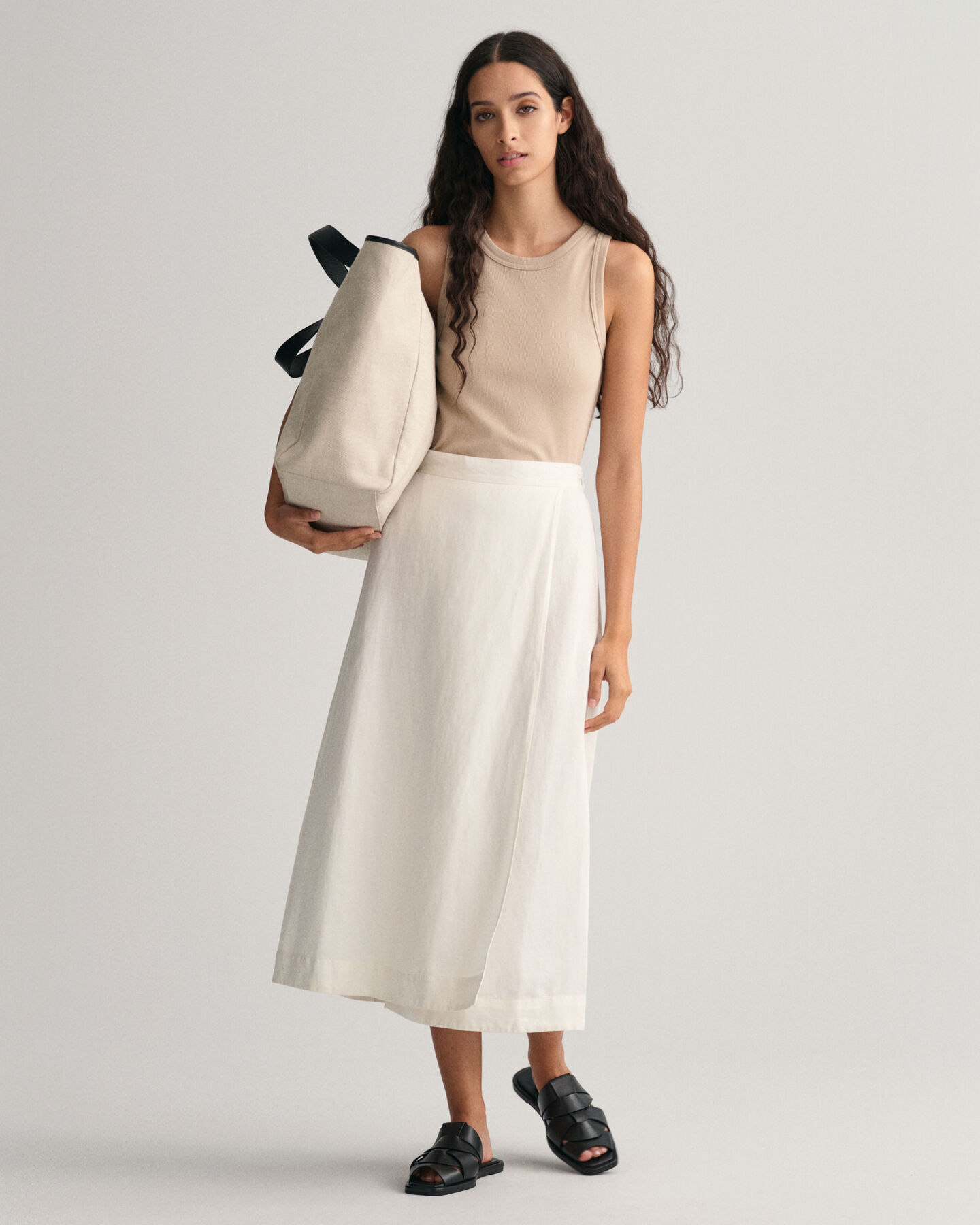 Leinen Viskose Midirock