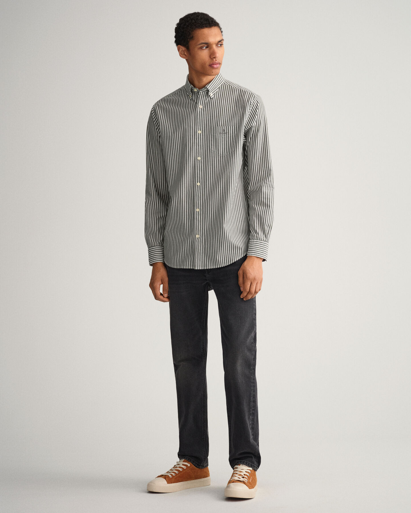 Regular Fit Broadcloth Hemd mit Streifen