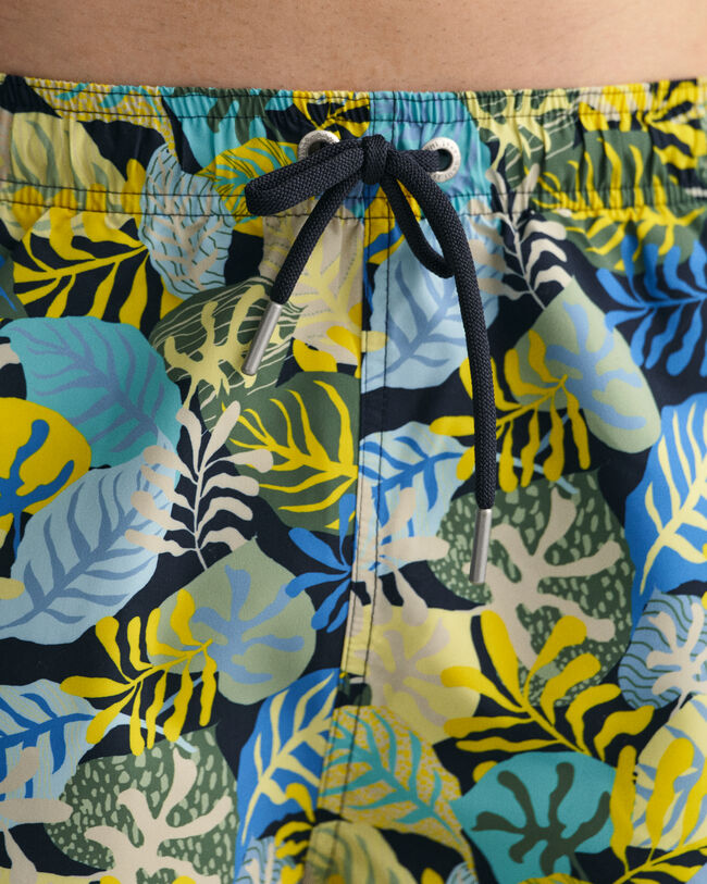 Classic Fit Badeshorts mit tropischem Print