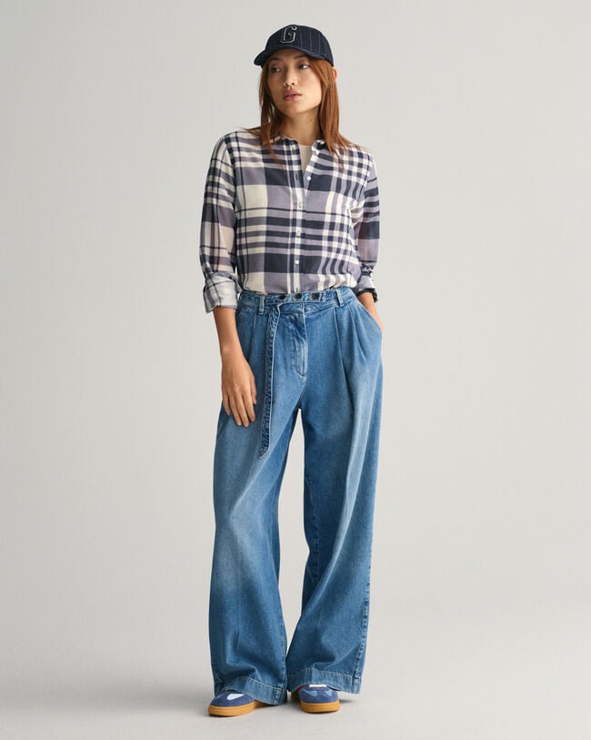 Regular Fit Baumwoll Seiden Karobluse