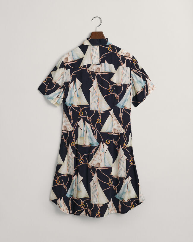 Slim Fit Sailing Print Hemdblusenkleid