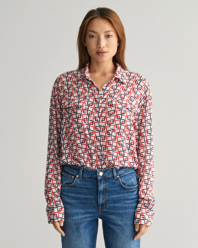 Relaxed Fit Bluse mit geometrischem Print