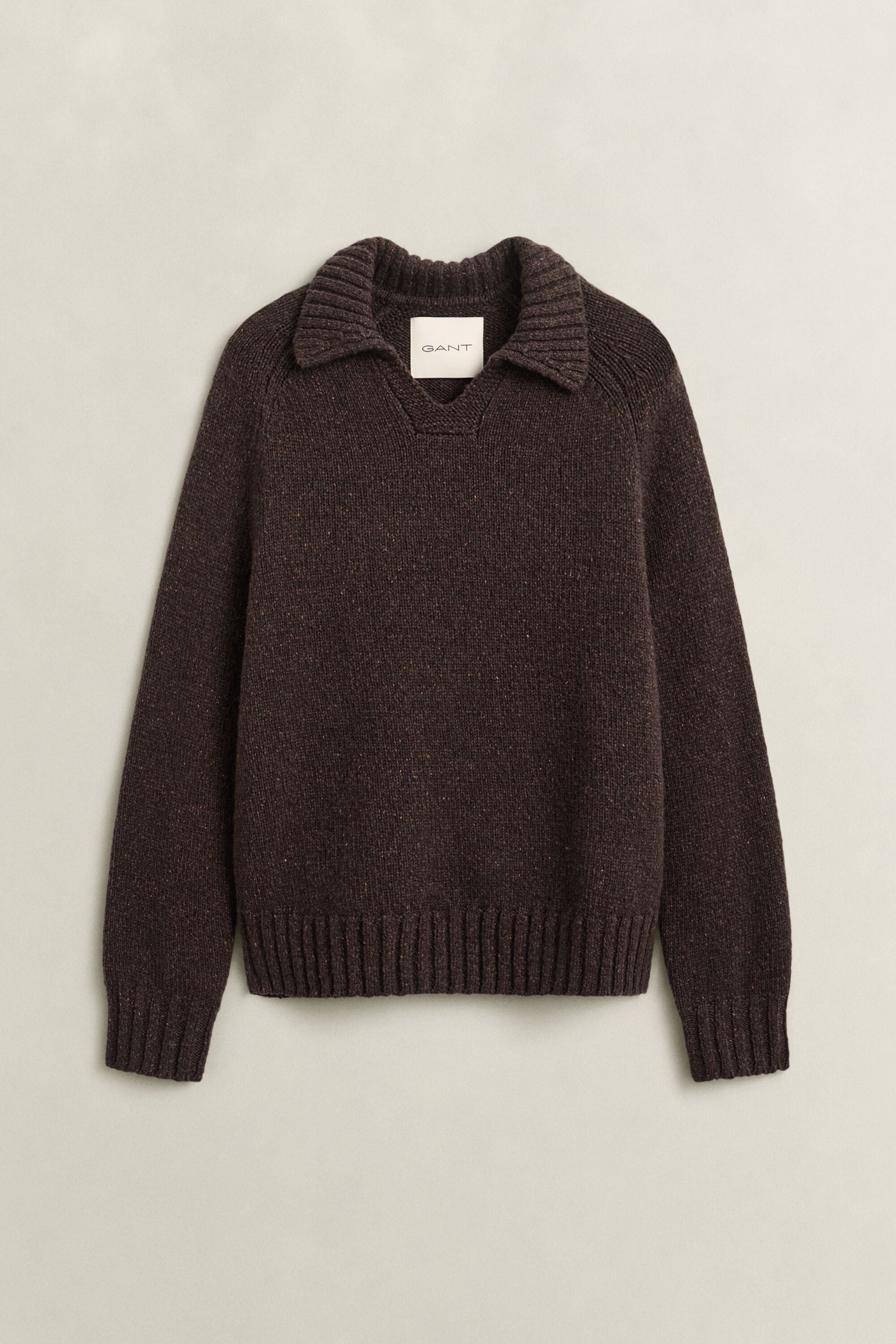 Pull façon polo en mélange de laine et soie
