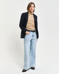 Geripptes Langarm-Rollkragenshirt