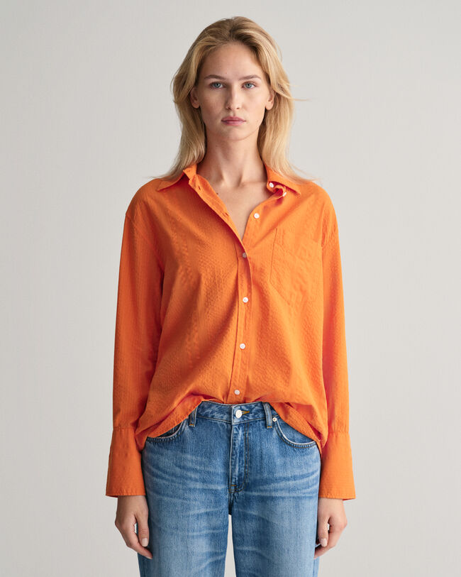 Gestreifte Relaxed Fit Seersucker Bluse