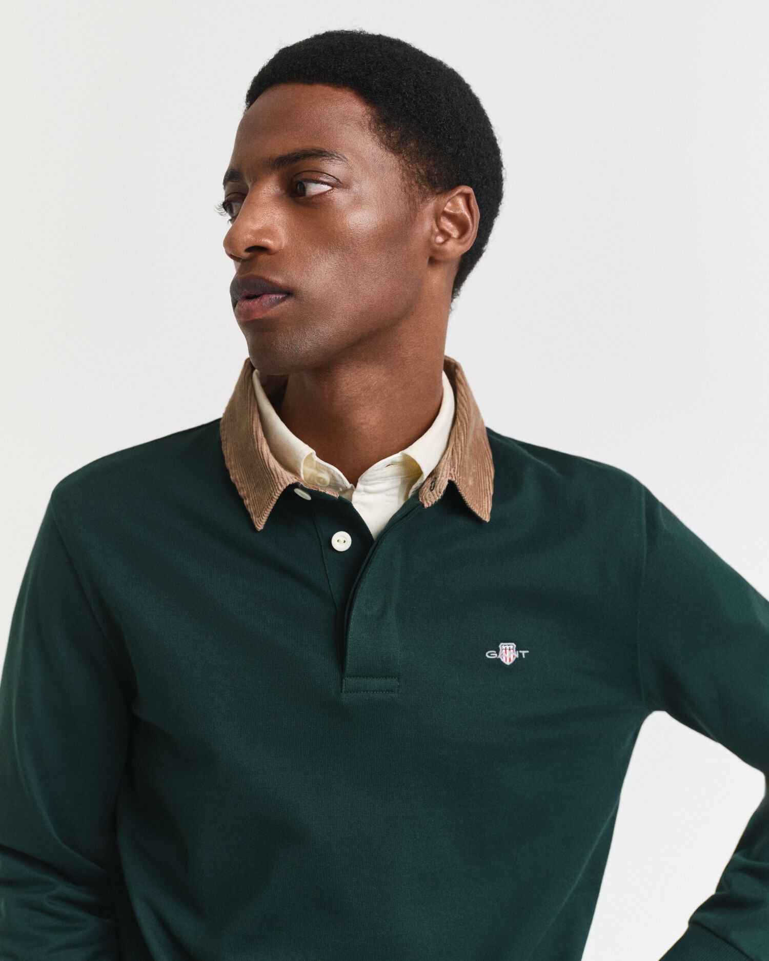 Heavy Rugger mit Cord-Kragen