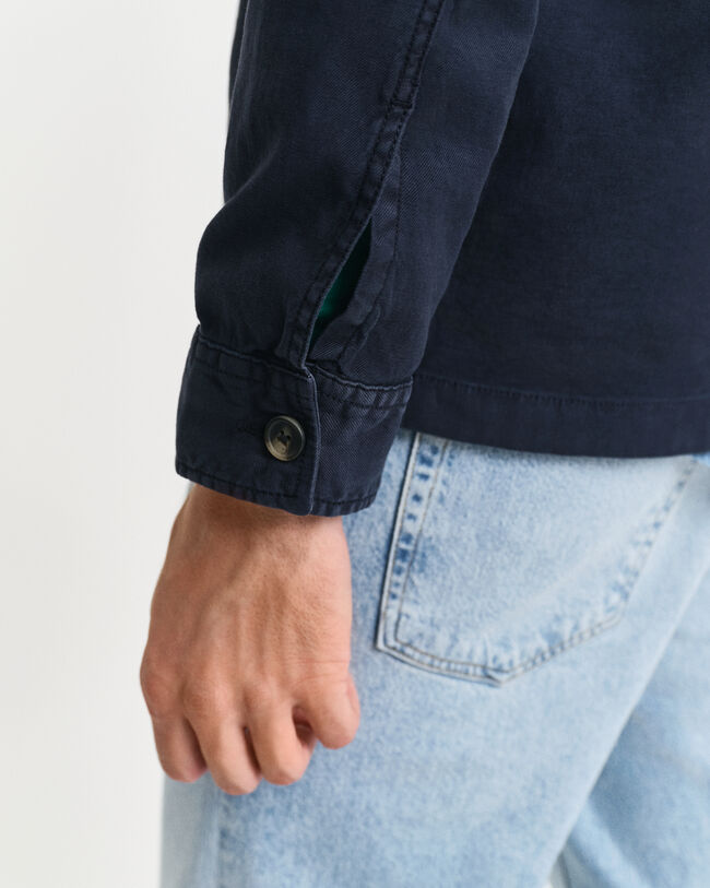 Regular Fit Hemdjacke aus Baumwolle und Leinen