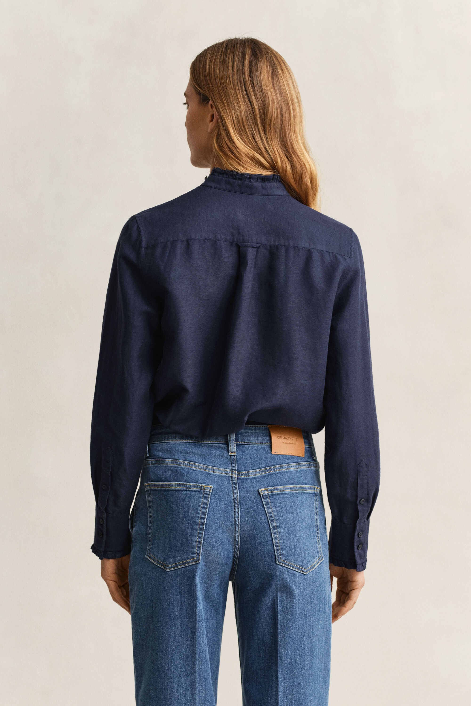 Rüschenbluse aus Leinenmix