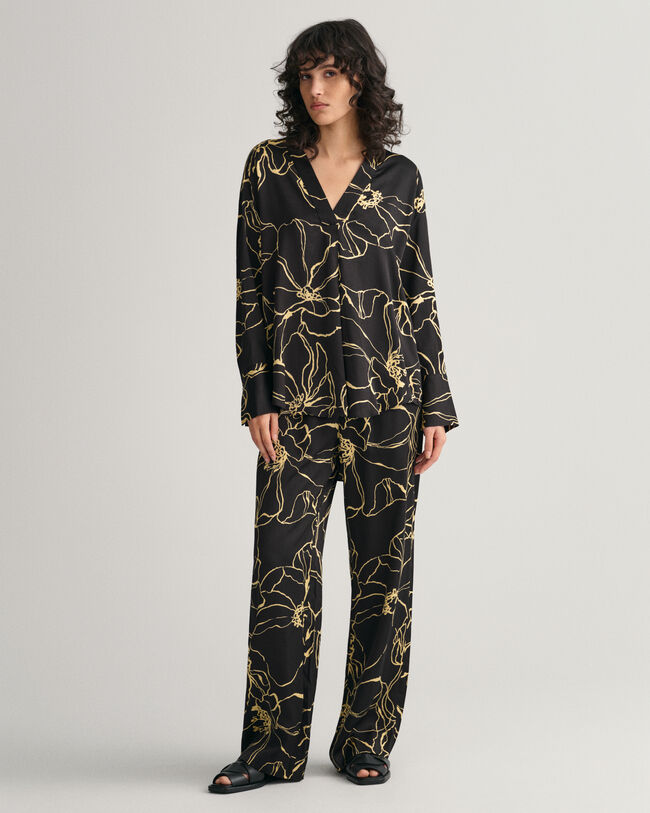 Line Drawing V-Neck Bluse