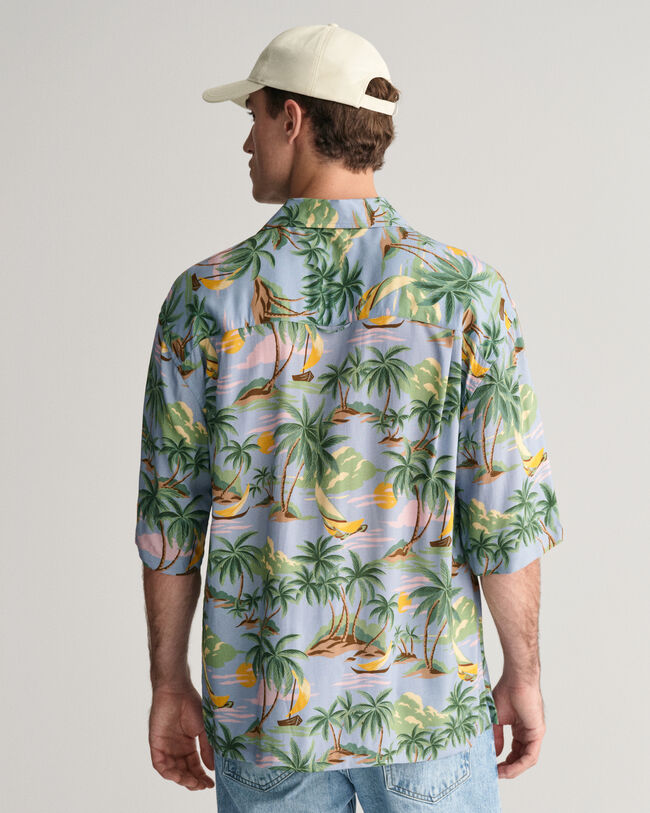Relaxed Fit Hawaiian Print Kurzarmhemd