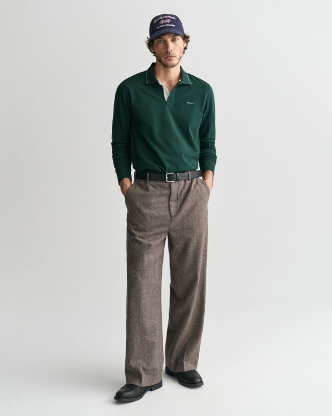 Langarm-Poloshirt mit strukturiertem Kragen