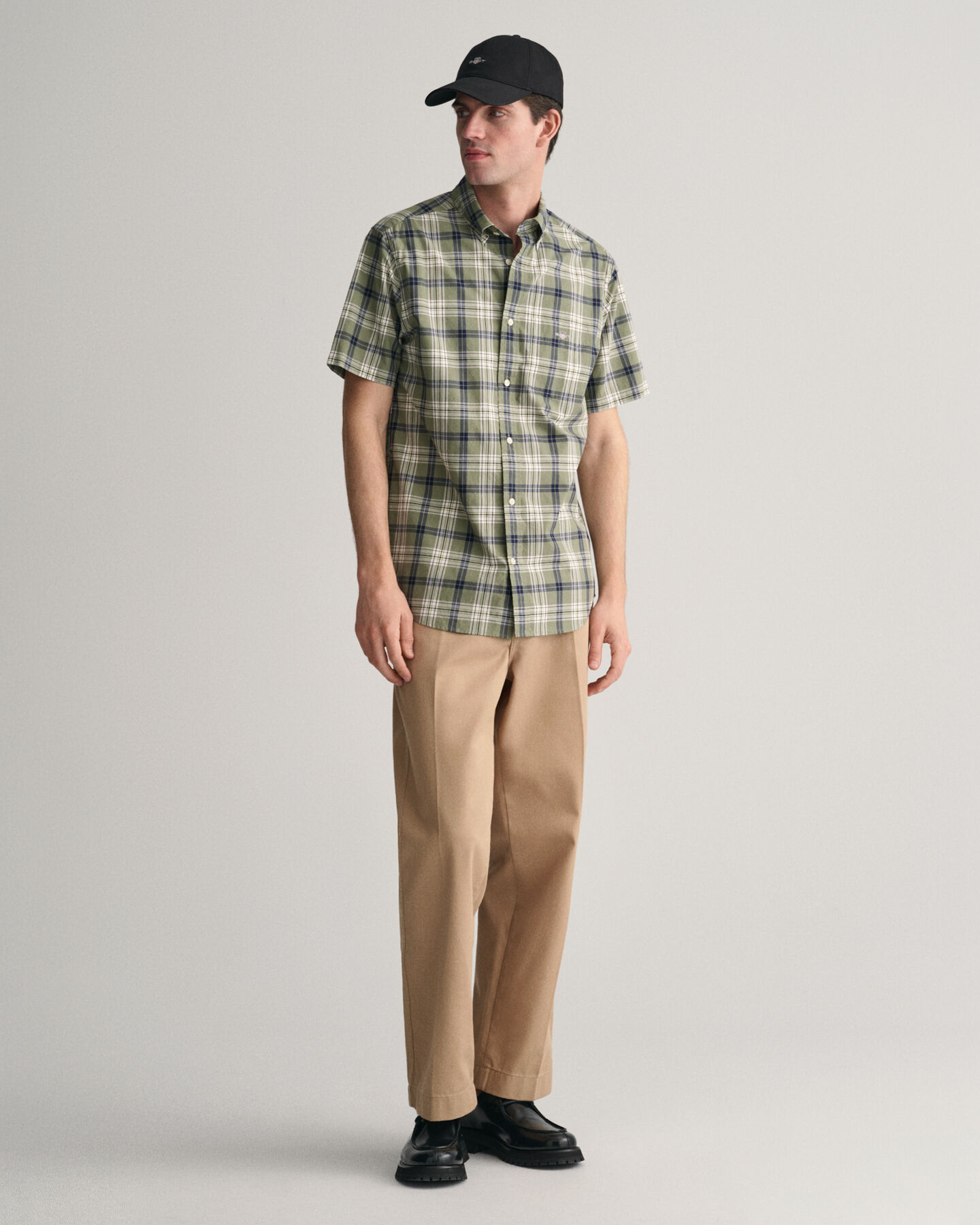 Regular Fit Popeline Kurzarmhemd mit Karomuster