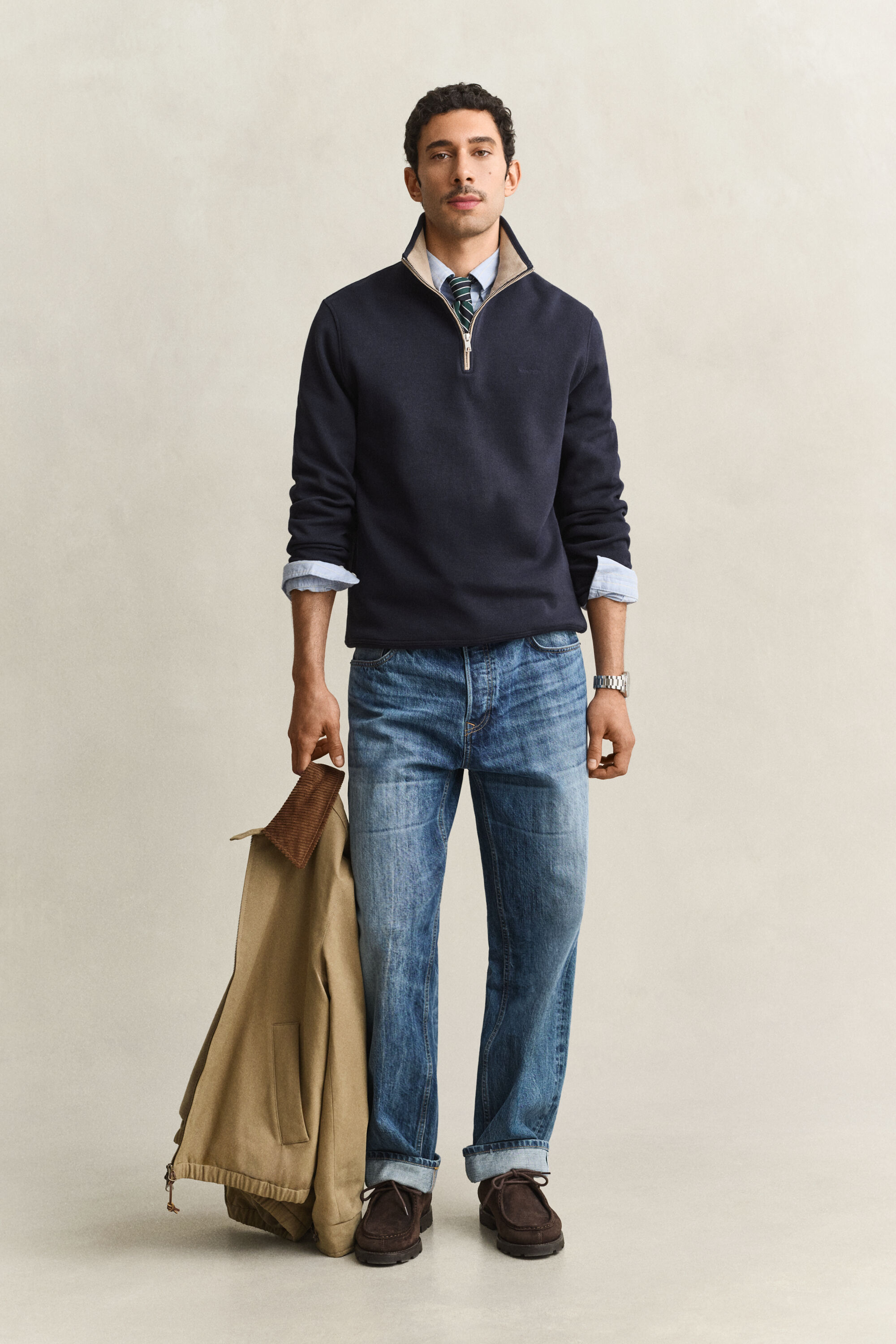 Sacker Rib Sweatshirt mit Reißverschlusskragen