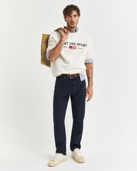 Regular Fit Jeans aus Baumwolle und Leinen