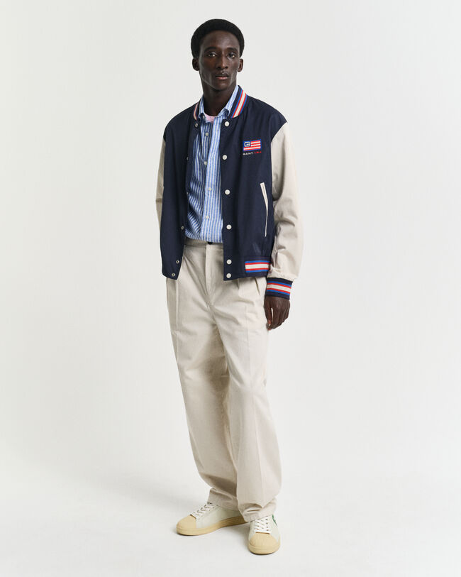 Regular Fit Baumwoll Leinen Kurzarmhemd mit Streifen